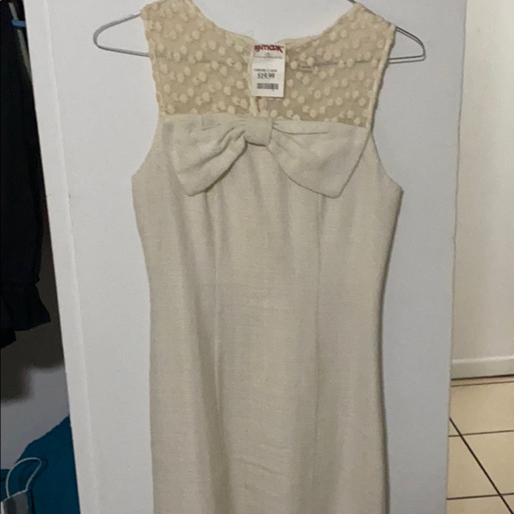 Cream, bow detailed dress